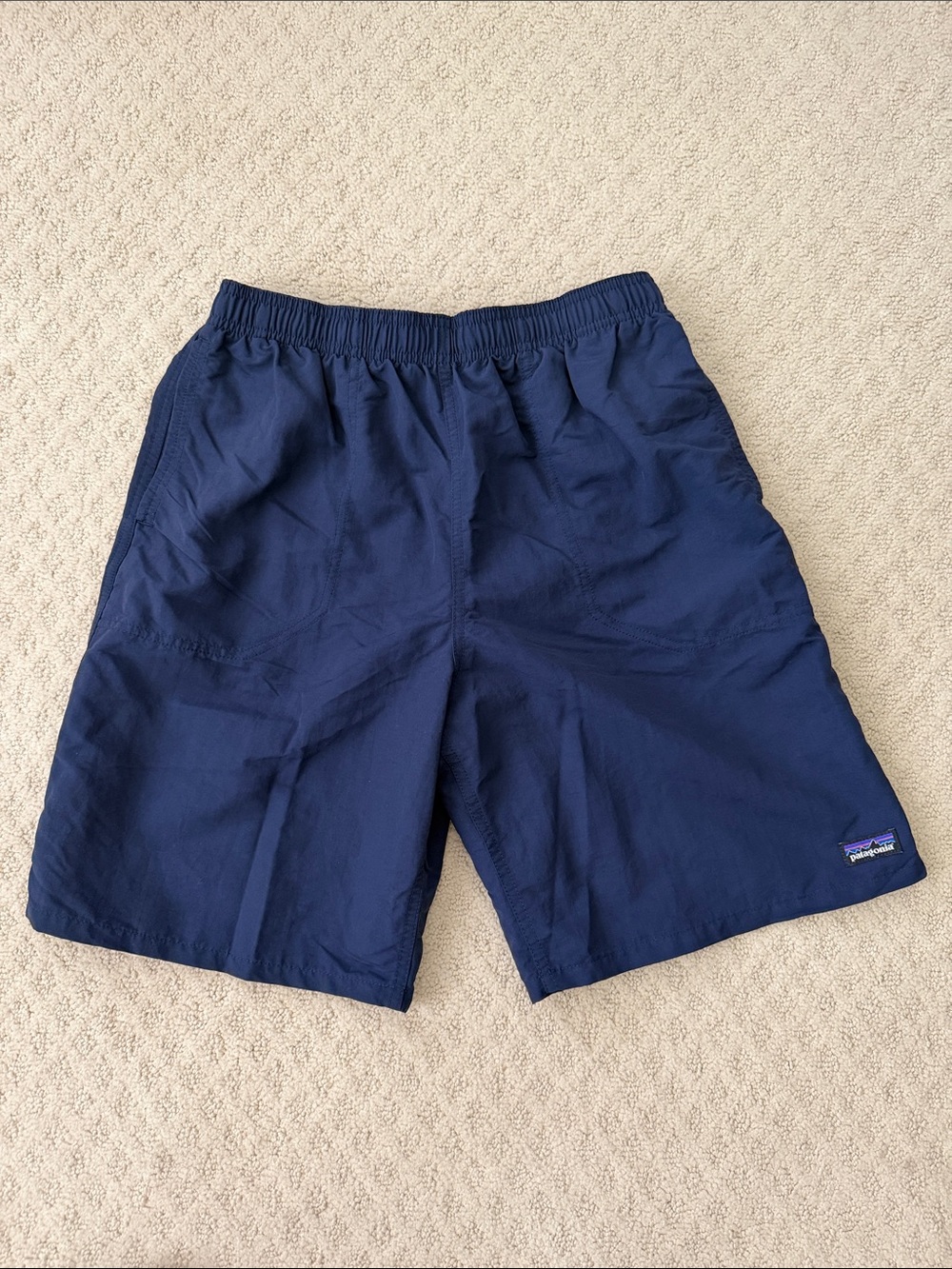 Patagonia Youth Baggies Navy Elastic-Waist Outdoor Shorts Size XXL 8in inseam